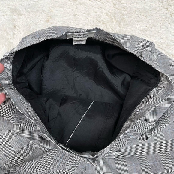 Brooks Brothers stretch wool glen plaid pleated wide leg trousers black white 4 - Picture 10 of 10